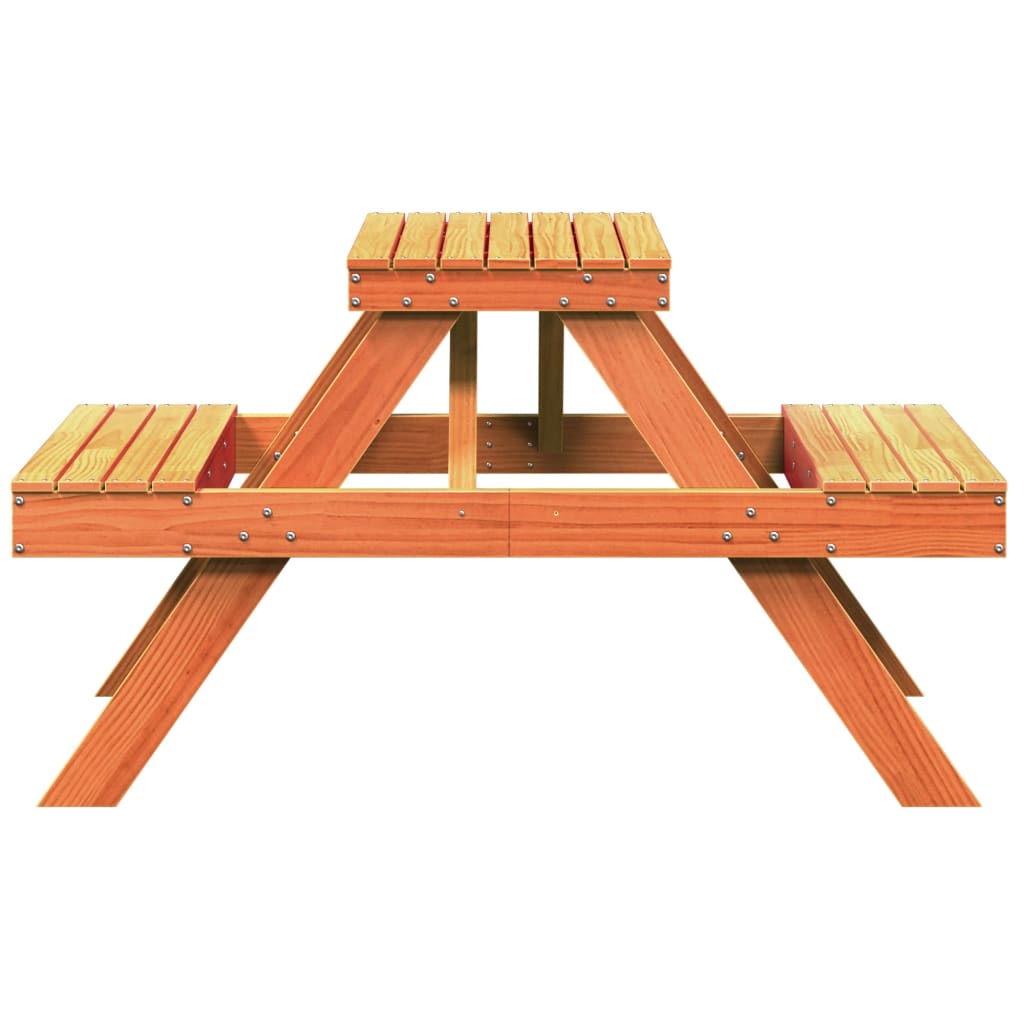 Tavolo da Picnic Marrone Cera 105x134x75 cm Legno Massello Pino - immagine 5