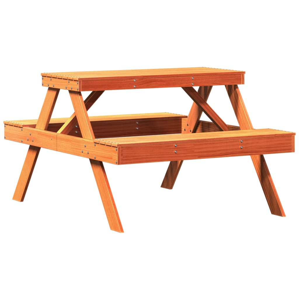 Tavolo da Picnic Marrone Cera 105x134x75 cm Legno Massello Pino - immagine 6