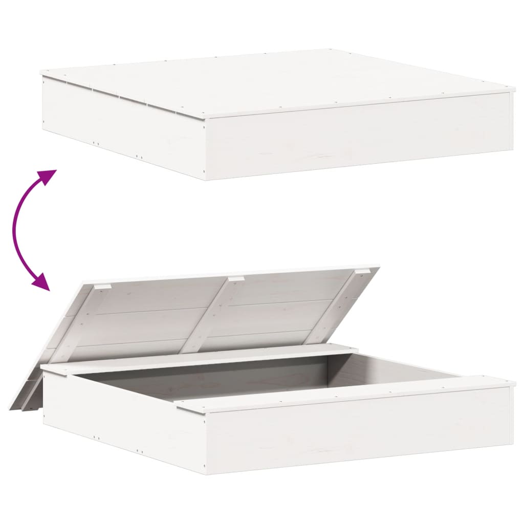 Sabbiera con Copertura Bianca 111x111x19,5 cm Massello di Pino - immagine 7