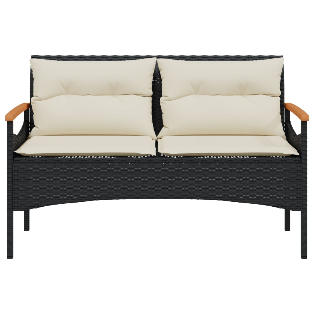Set Divani da Giardino 4 pz con Cuscini Nero in Polyrattan - immagine 4