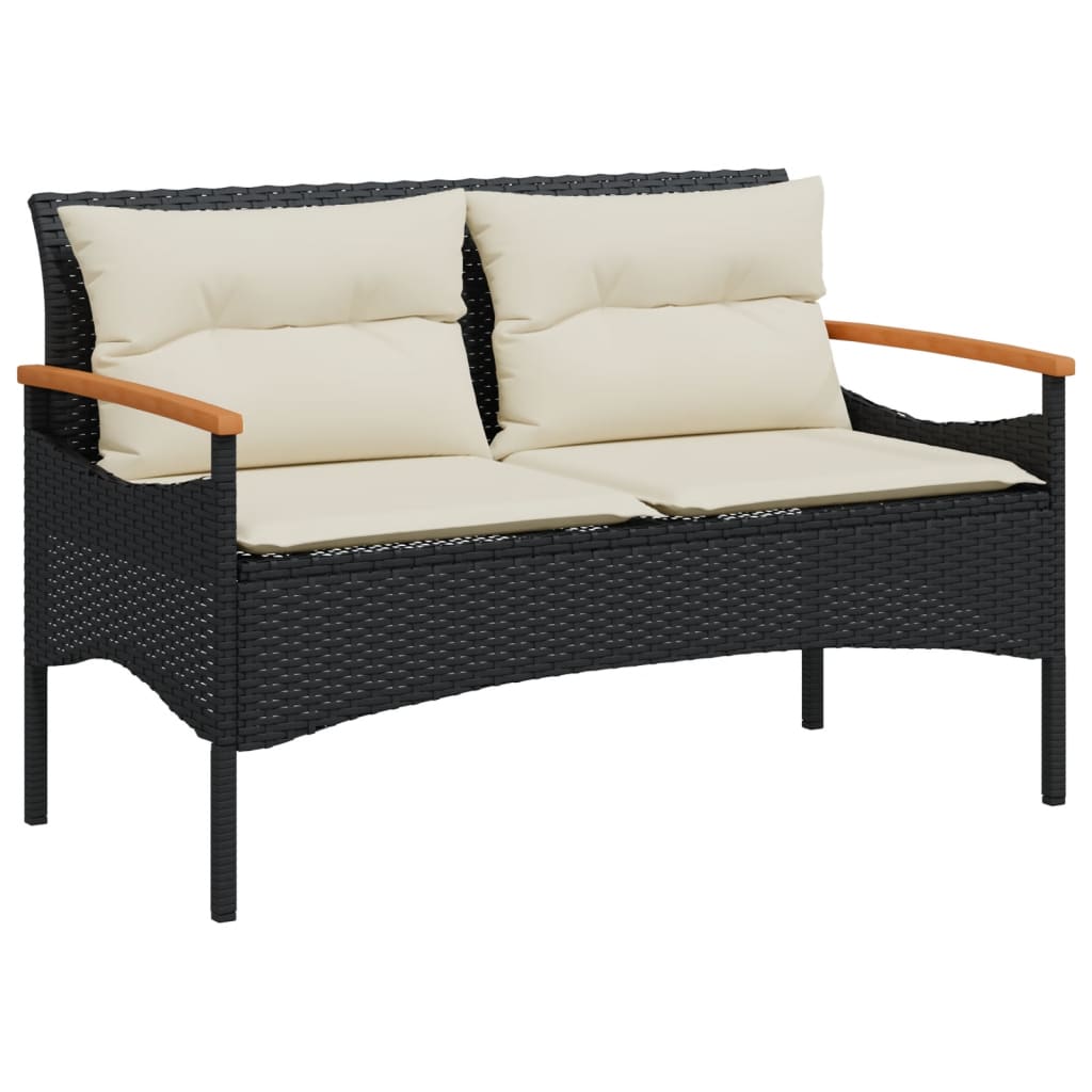 Set Divani da Giardino 4 pz con Cuscini Nero in Polyrattan - immagine 5