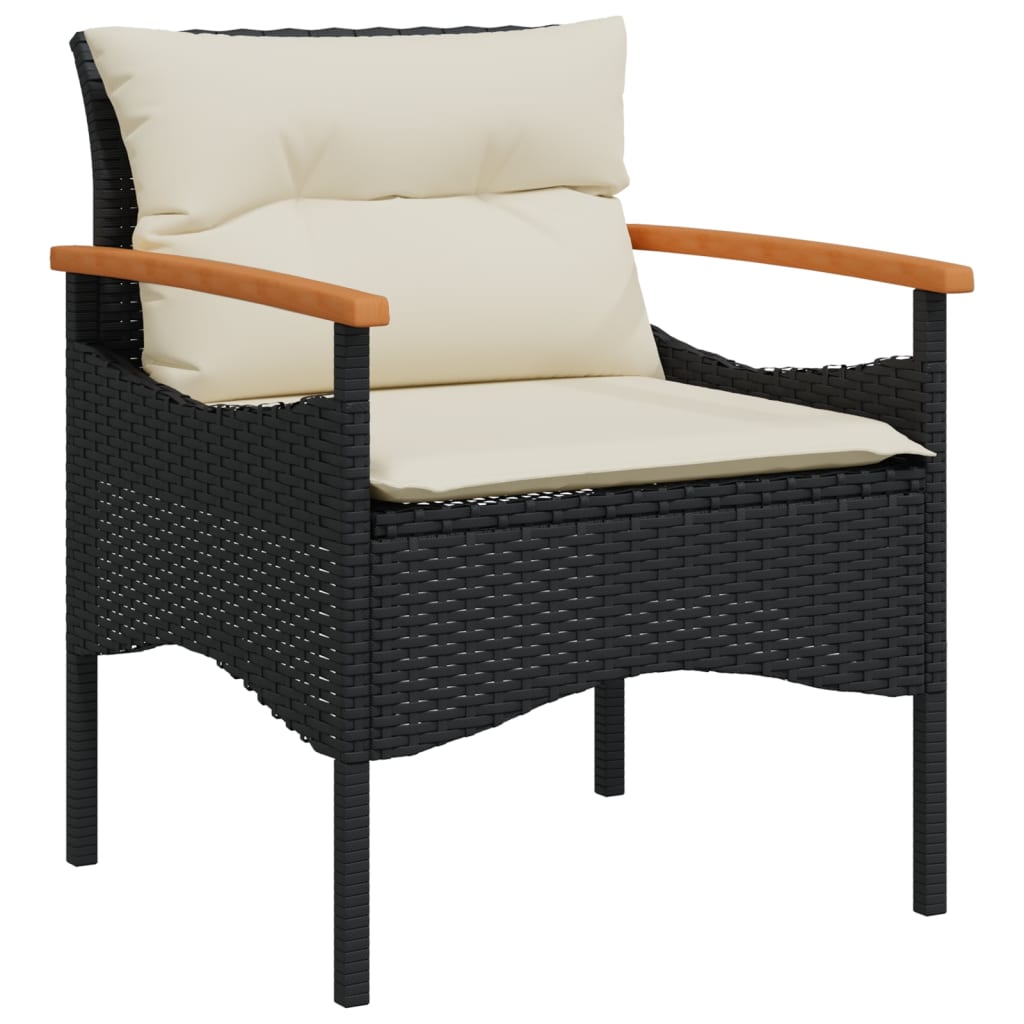 Set Divani da Giardino 4 pz con Cuscini Nero in Polyrattan - immagine 7