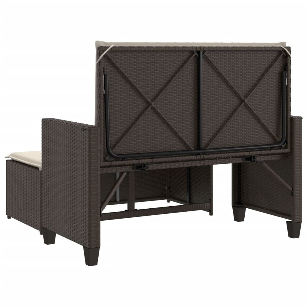 Panca da Giardino con Cuscini e Poggiapiedi Beige in Polyrattan - immagine 6