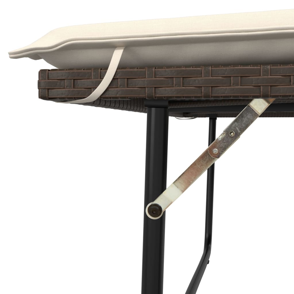 Panca da Giardino con Cuscini e Poggiapiedi Beige in Polyrattan - immagine 8