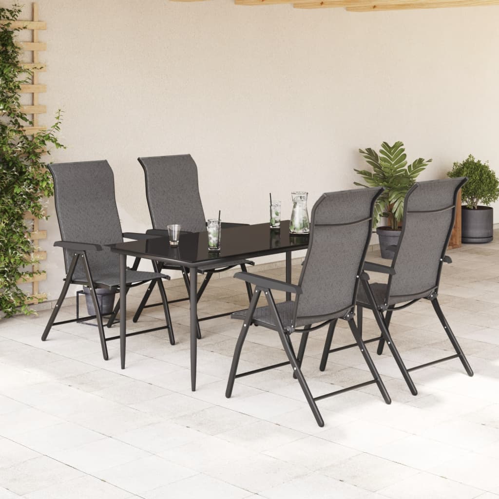 Sedie Pieghevoli da Giardino 4 pz Grigie in Polyrattan - immagine 3