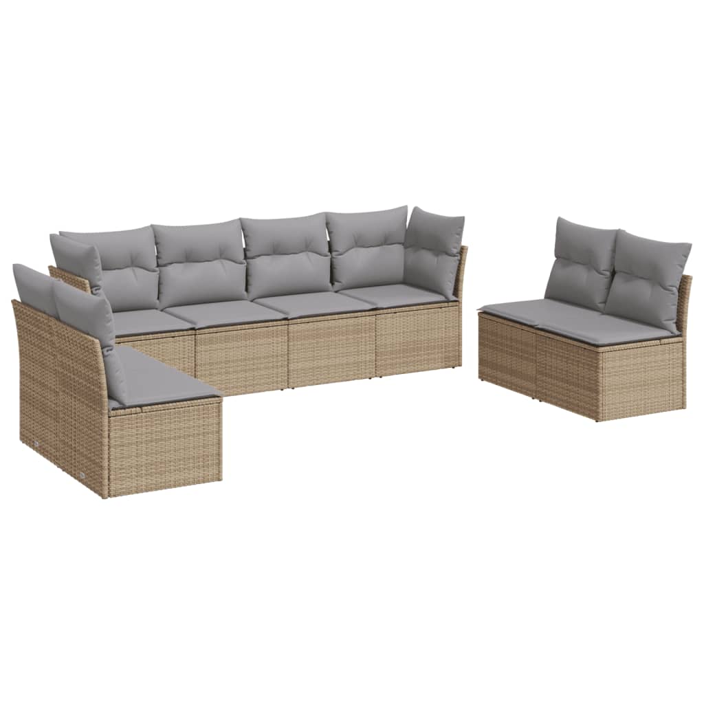 Set Divano da Giardino 8 pz con Cuscini Beige in Polyrattan - immagine 2