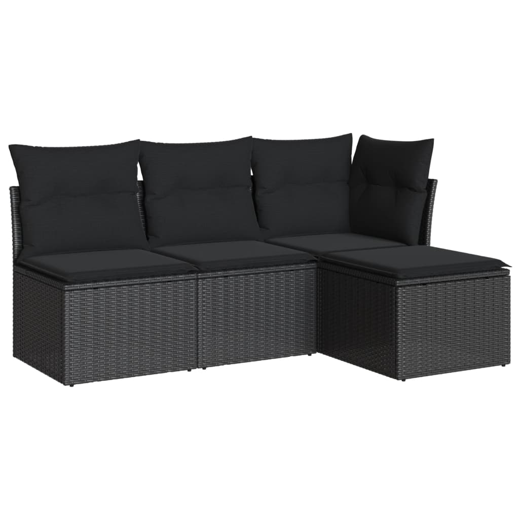 Set Divano da Giardino 4pz con Cuscini Grigio Chiaro Polyrattan - immagine 2