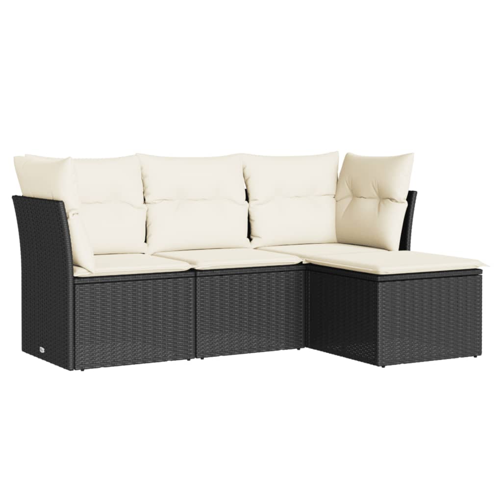 Set Divano da Giardino 4 pz con Cuscini Beige in Polyrattan - immagine 2