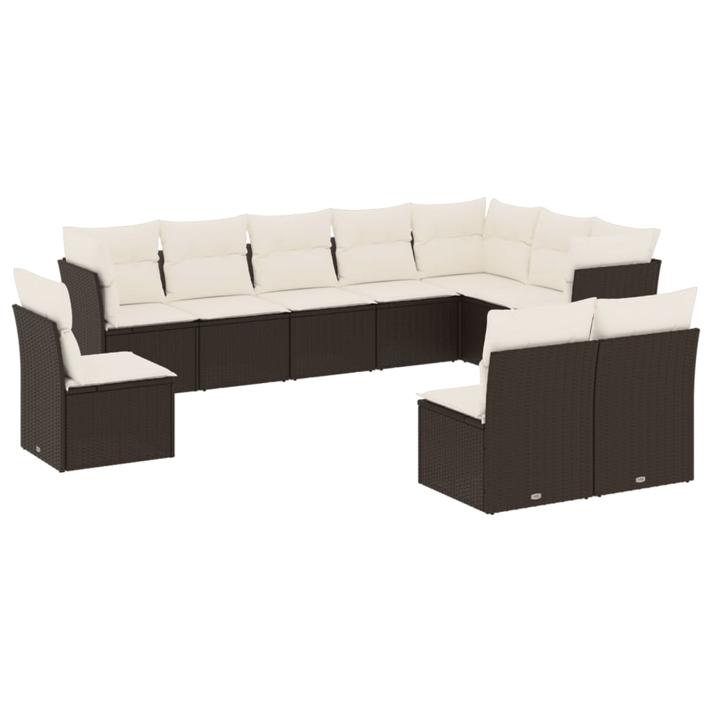 Set Divano Giardino 10 pz con Cuscini Grigio Chiaro Polyrattan - immagine 2