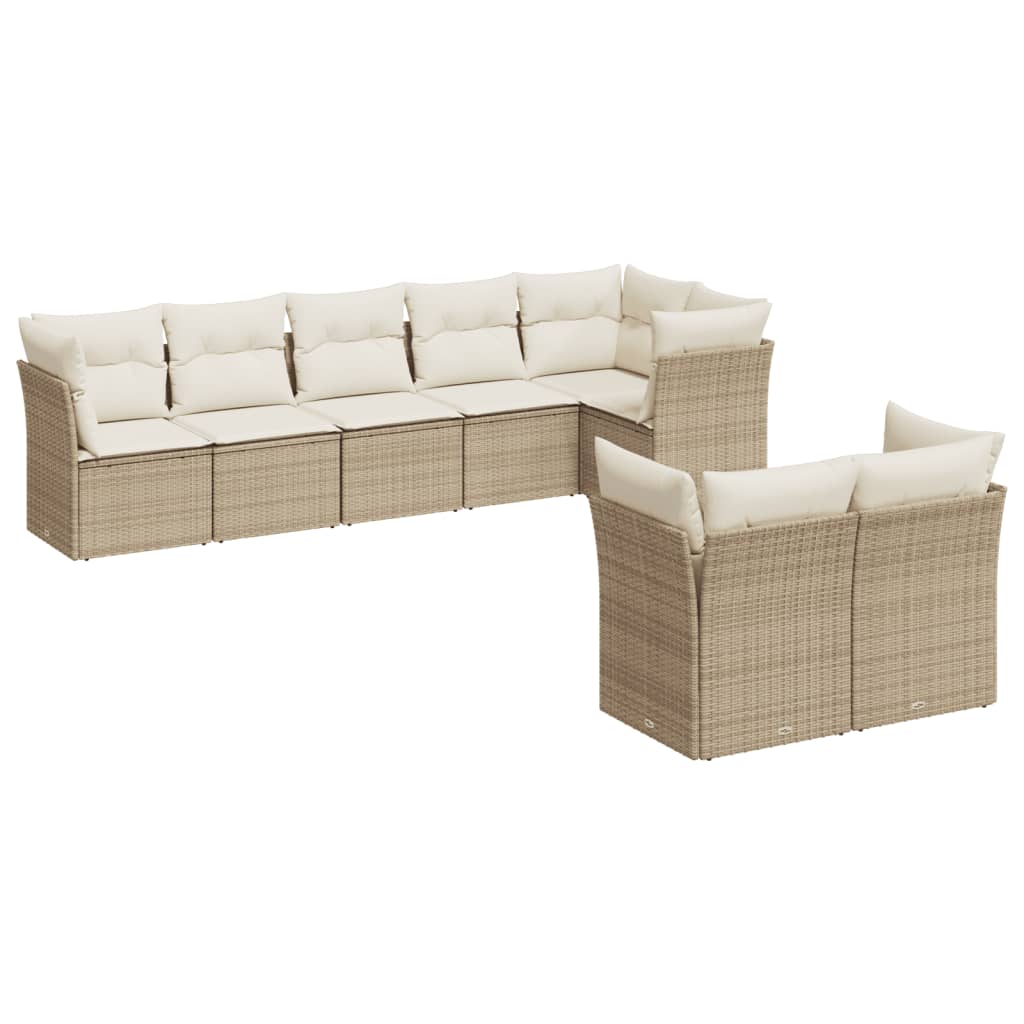 Set Divano da Giardino 9 pz con Cuscini Beige in Polyrattan - immagine 2