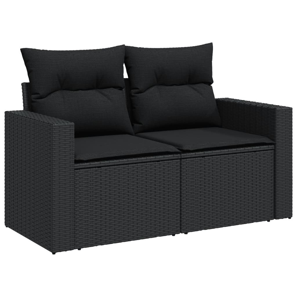 Set Divani da Giardino 5 pz con Cuscini in Polyrattan Nero - immagine 3