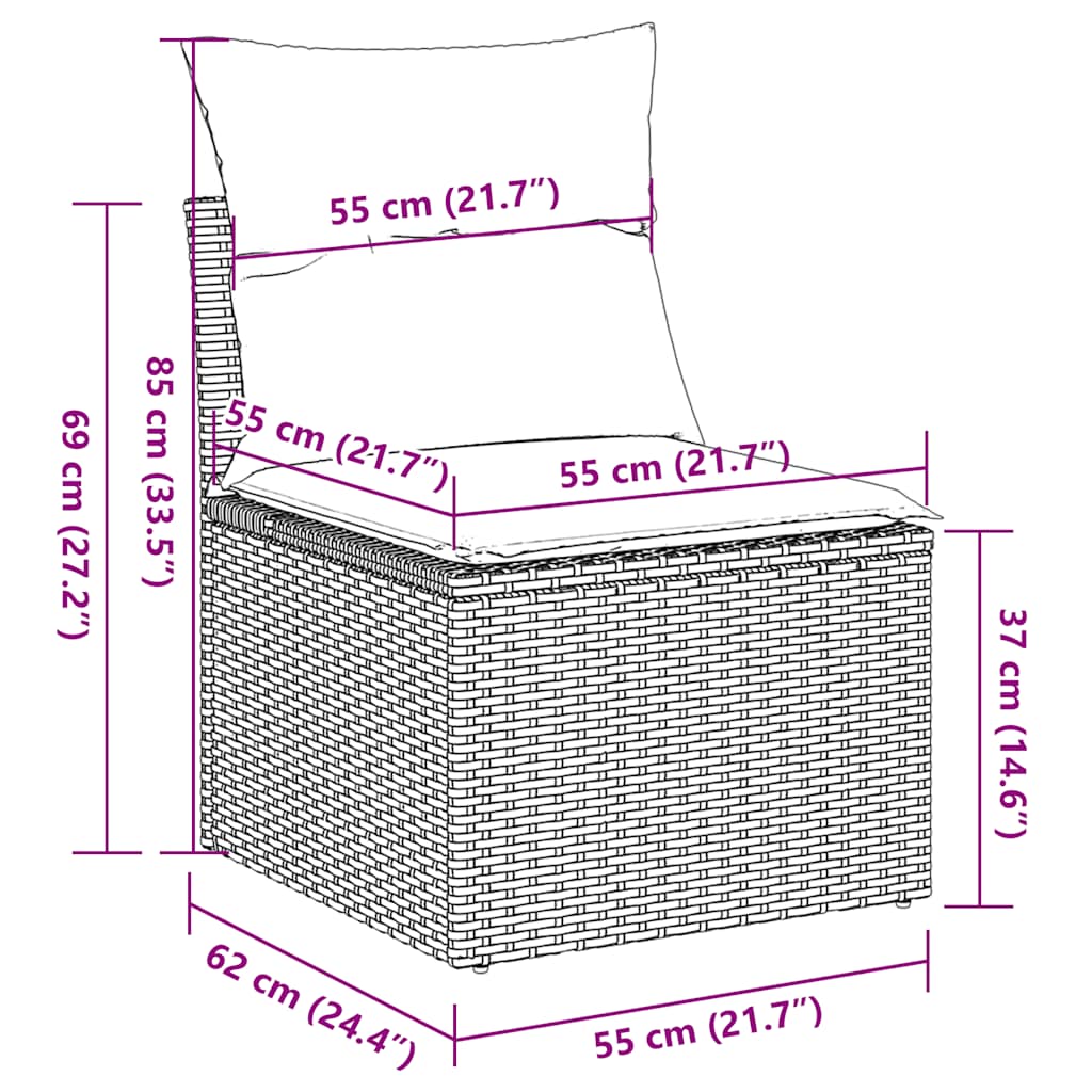 Set Divani da Giardino 10pz con Cuscini in Polyrattan Marrone - immagine 8