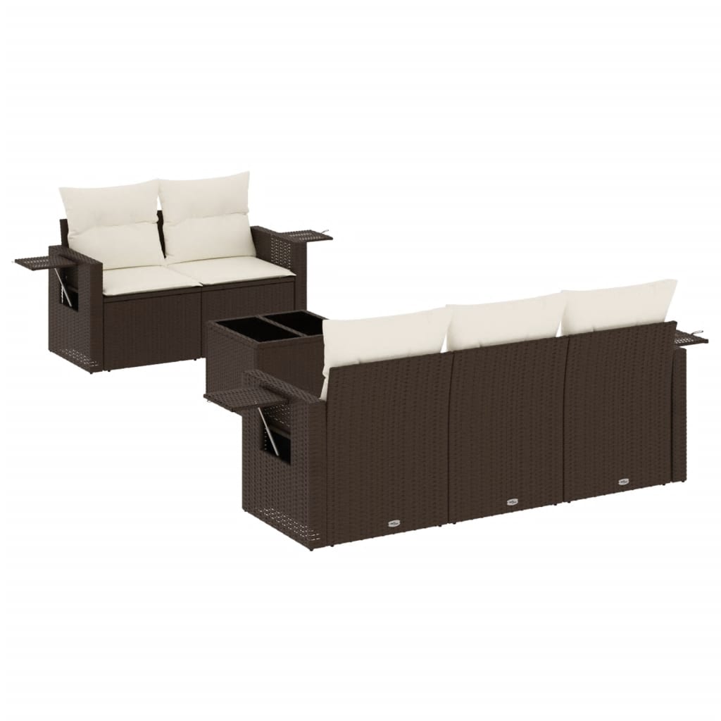 Set Divano da Giardino 6 pz con Cuscini Beige in Polyrattan - immagine 2