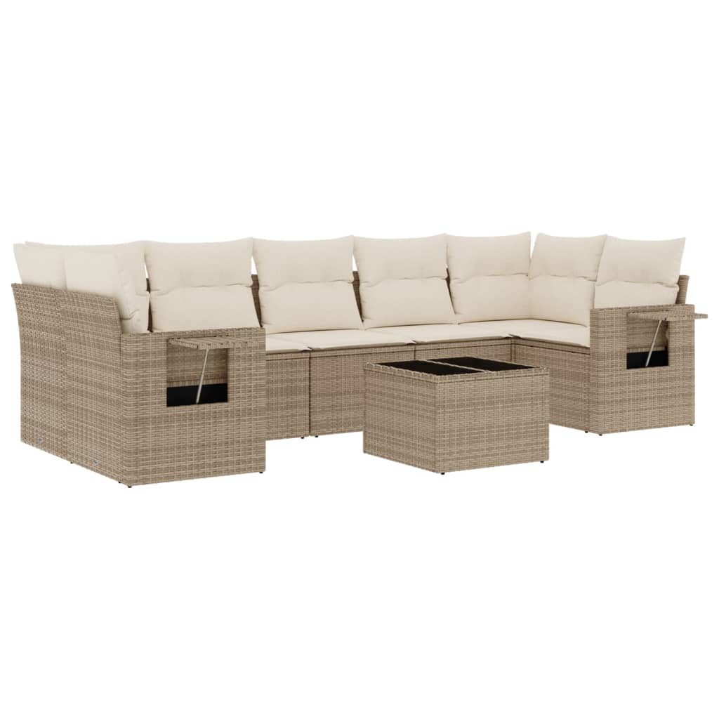 Set Divano da Giardino 8 pz con Cuscini Beige in Polyrattan - immagine 2