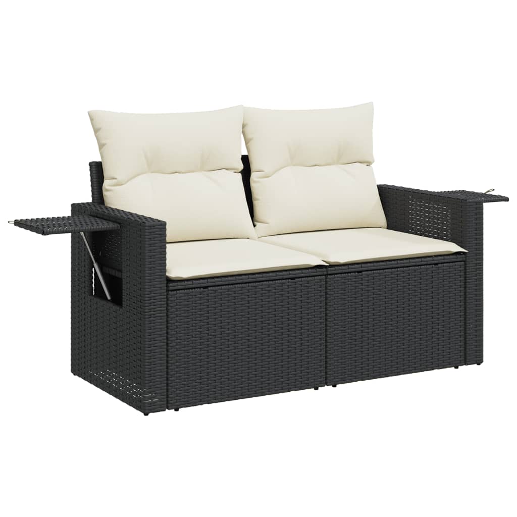 Set Divani da Giardino 9 pz con Cuscini Nero in Polyrattan - immagine 4
