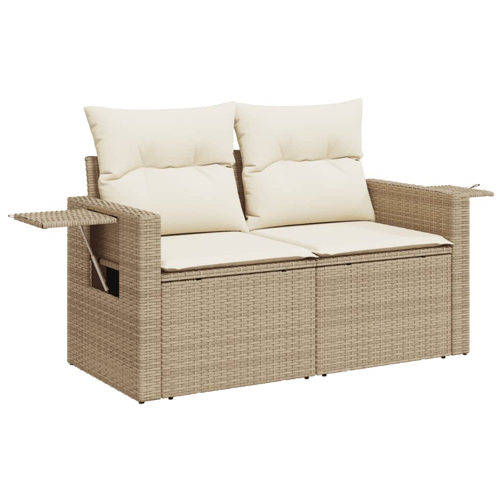 Set Divano da Giardino 5 pz con Cuscini Beige in Polyrattan - immagine 3