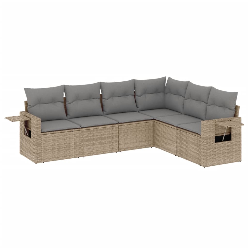 Set Divano da Giardino 6 pz con Cuscini Beige in Polyrattan - immagine 2