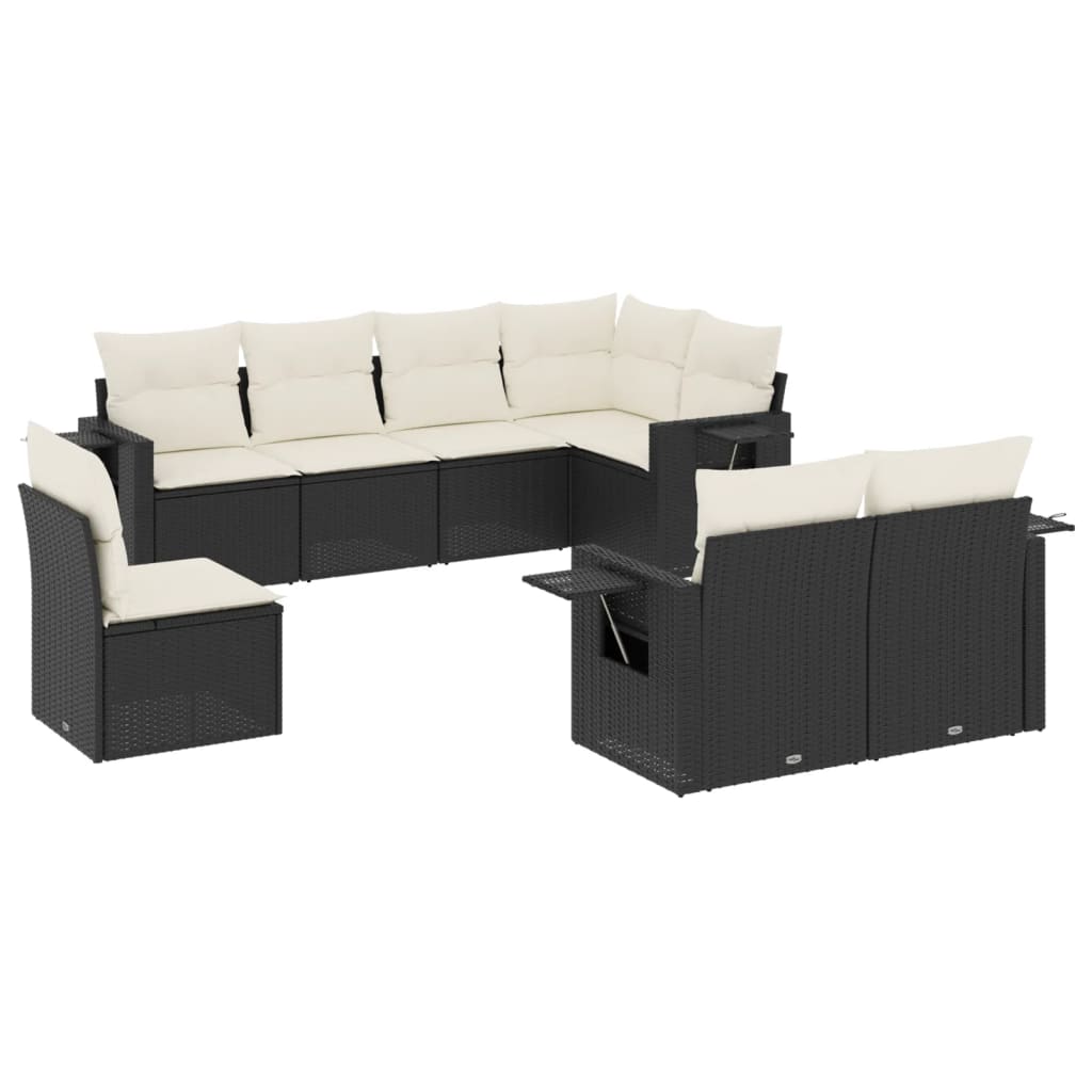 Set Divani da Giardino con Cuscini 8 pz Nero in Polyrattan - immagine 2