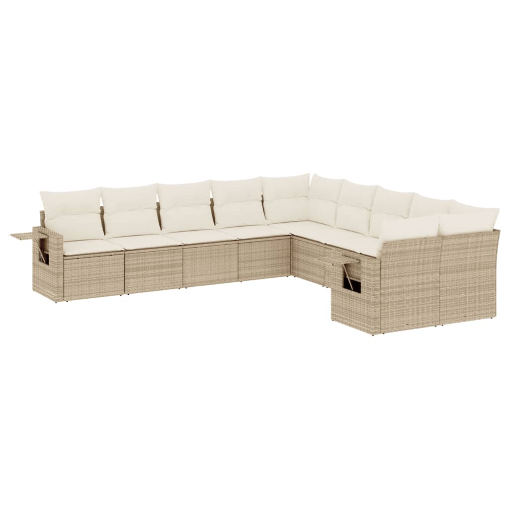 Set Divani da Giardino 10pz con Cuscini in Polyrattan Nero - immagine 2
