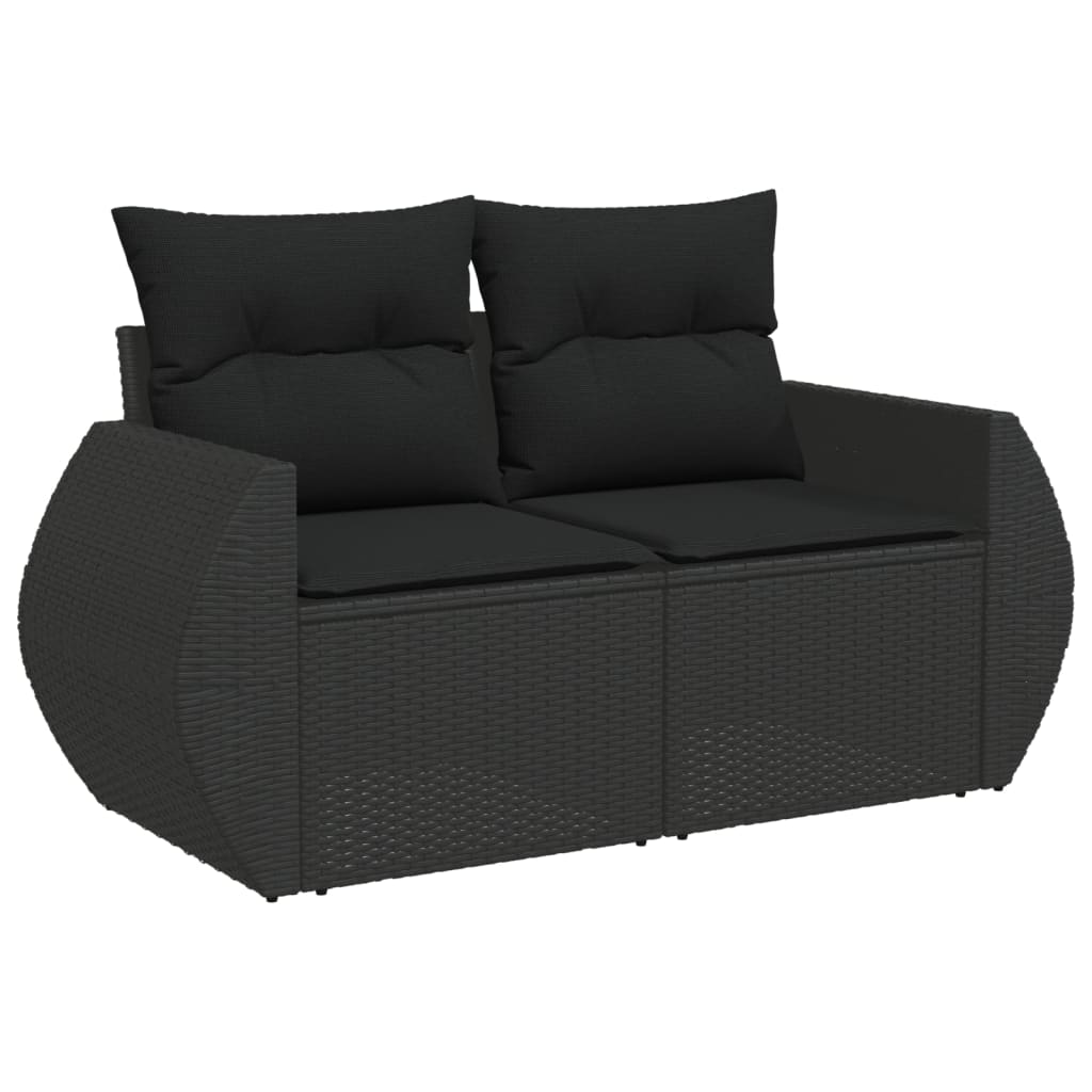 Set Divani da Giardino con Cuscini 8 pz Nero in Polyrattan - immagine 3