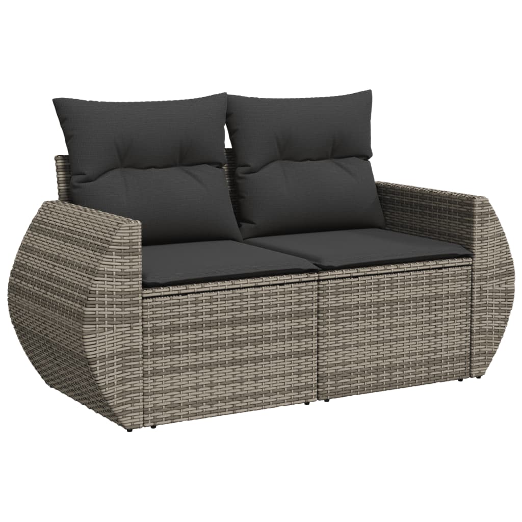 Set Divani da Giardino 4 pz con Cuscini in Polyrattan Grigio - immagine 5