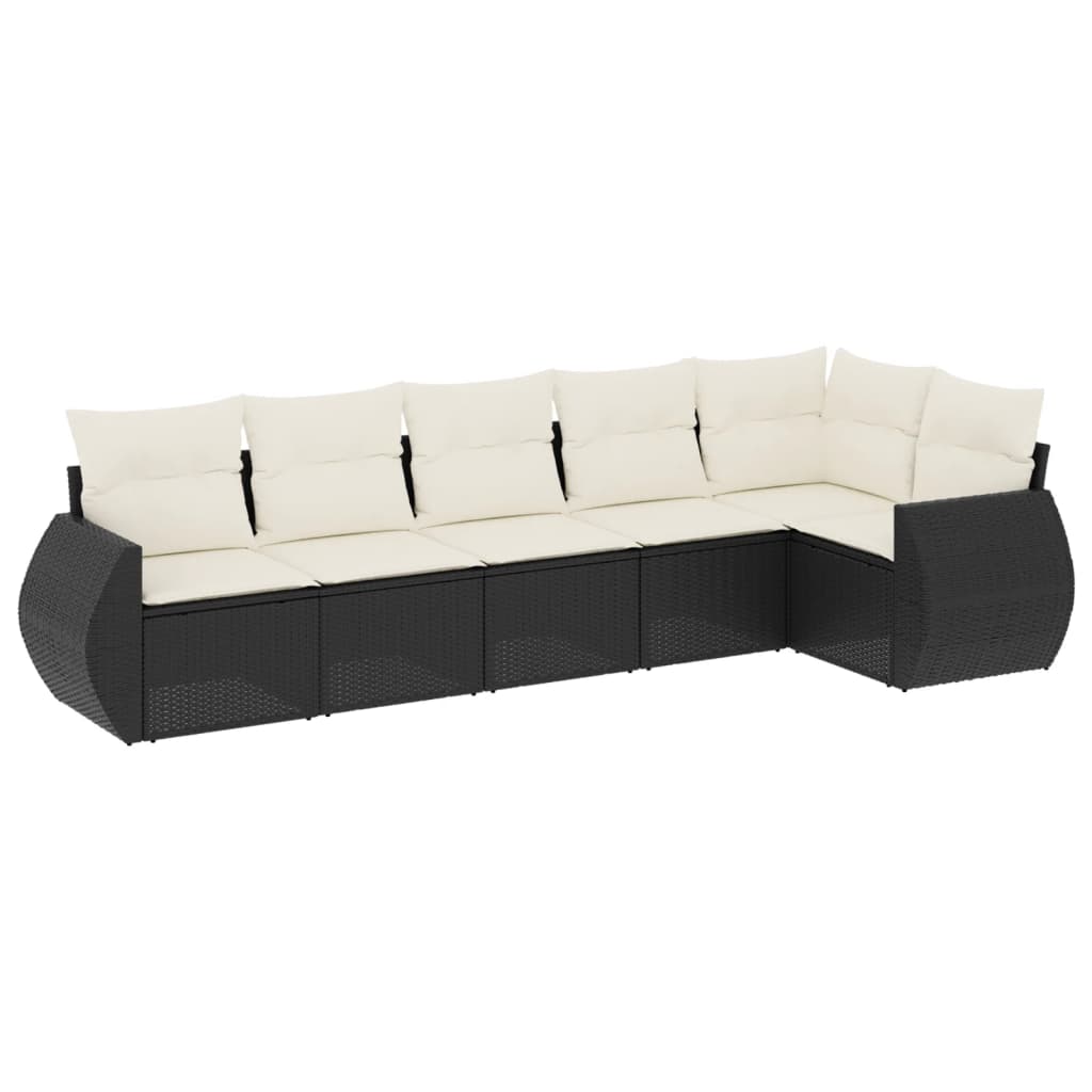 Set Divano da Giardino 6 pz con Cuscini Nero in Polyrattan - immagine 2