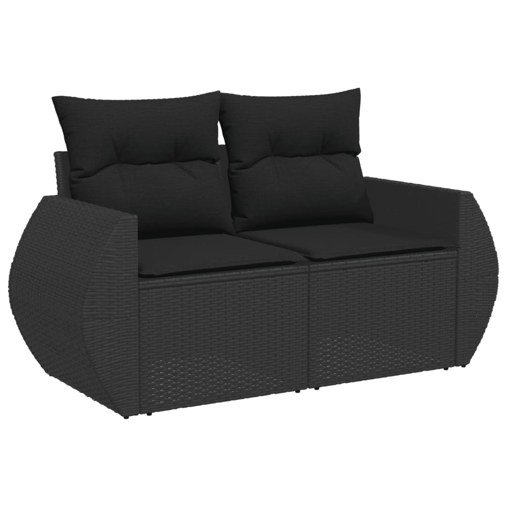 Set Divani da Giardino con Cuscini 8 pz Nero in Polyrattan - immagine 3
