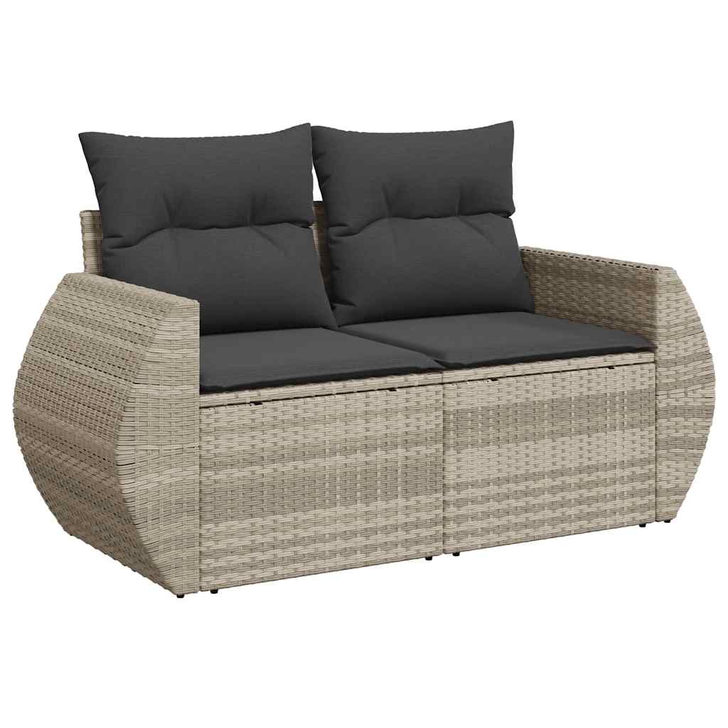 Set Divani da Giardino 7pz con Cuscini Grigio Chiaro Polyrattan - immagine 5
