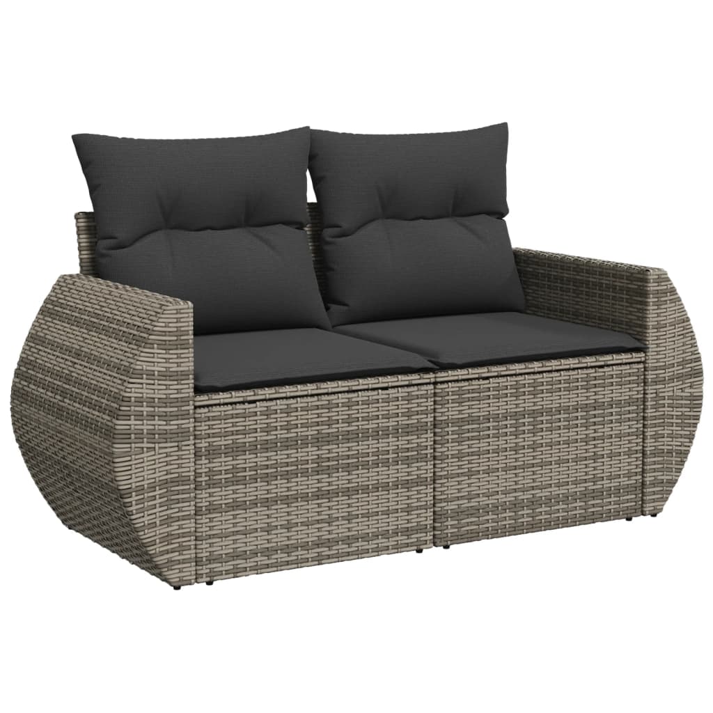 Set Divano da Giardino 9 pz con Cuscini Grigio in Polyrattan - immagine 3
