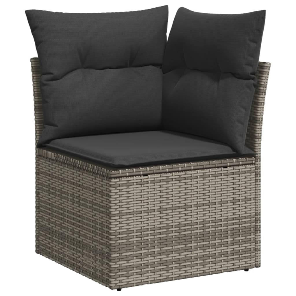 Set Divano da Giardino 9 pz con Cuscini Grigio in Polyrattan - immagine 4
