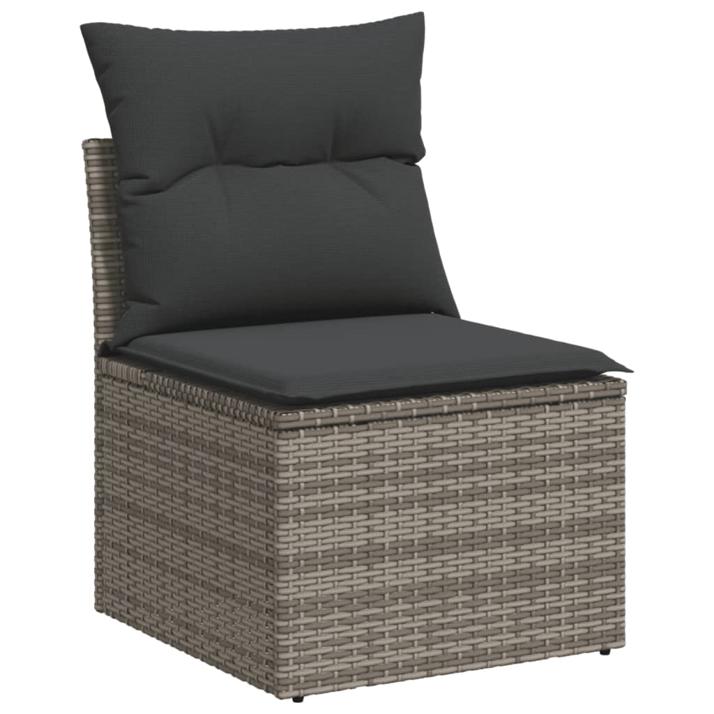 Set Divano da Giardino 9 pz con Cuscini Grigio in Polyrattan - immagine 5