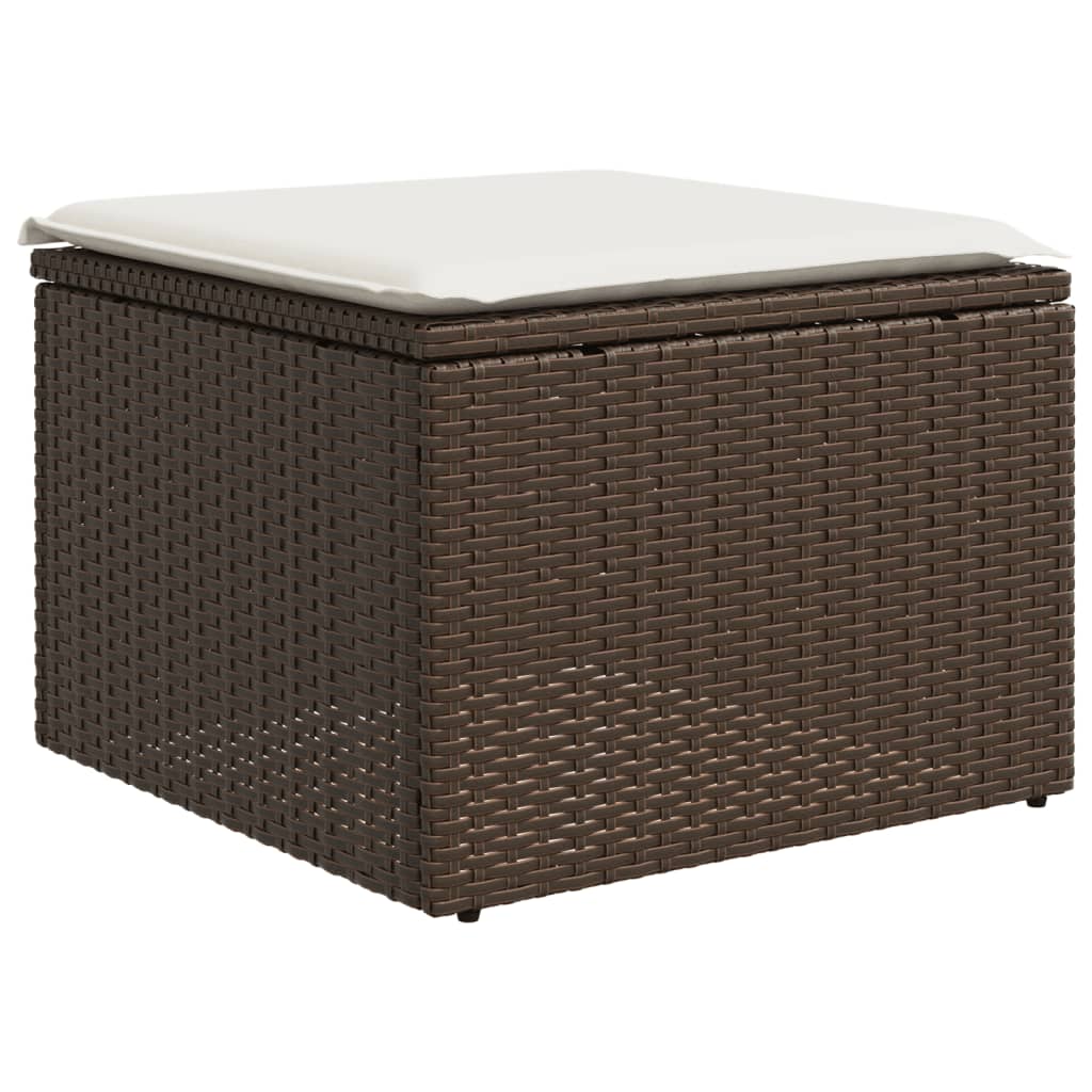 Set Divani da Giardino 10pz con Cuscini in Polyrattan Marrone - immagine 7