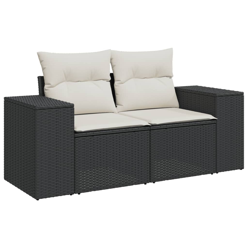 Set Divani da Giardino con Cuscini 7pz Nero Polyrattan - immagine 3