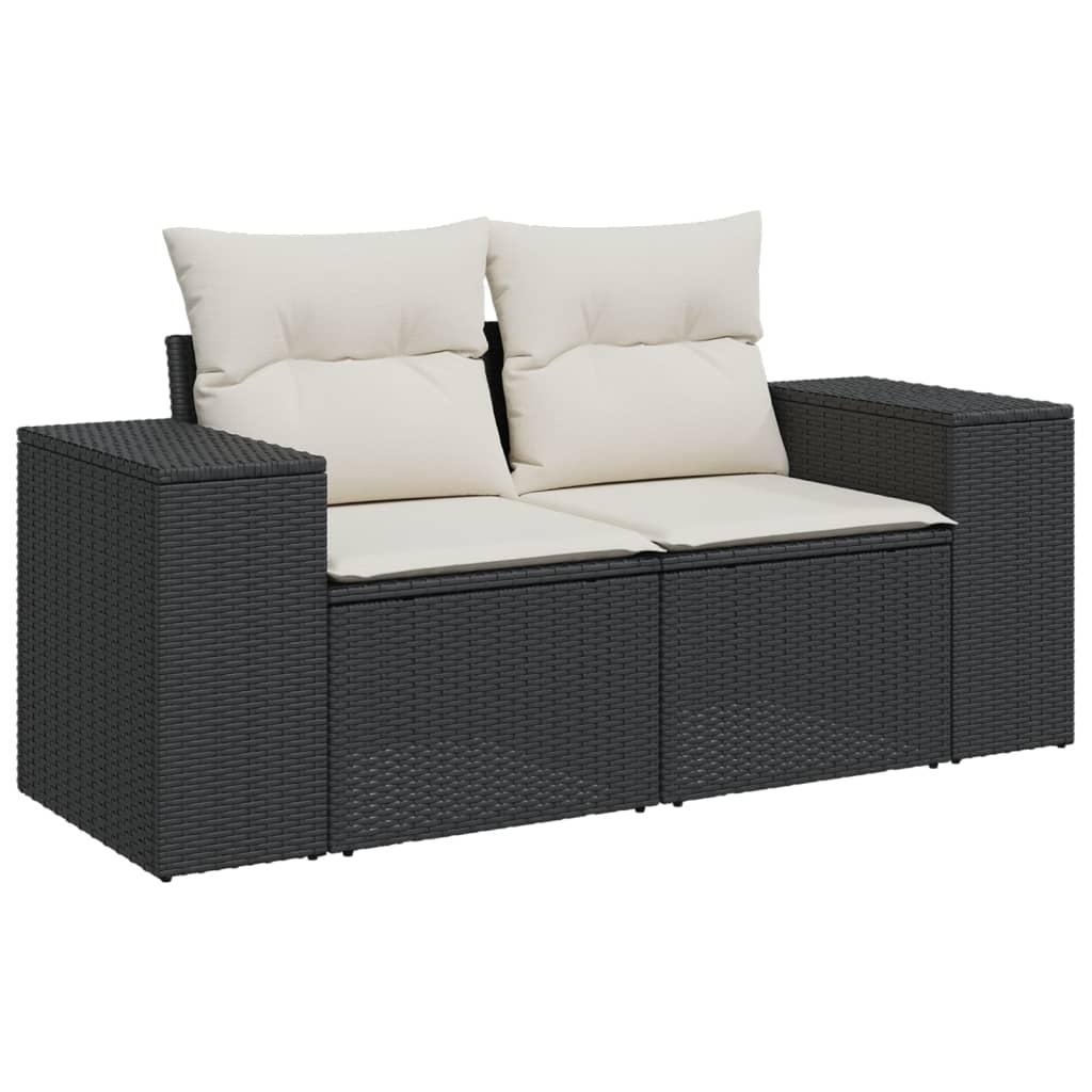 Set Divani da Giardino con Cuscini 8 pz Nero in Polyrattan - immagine 4