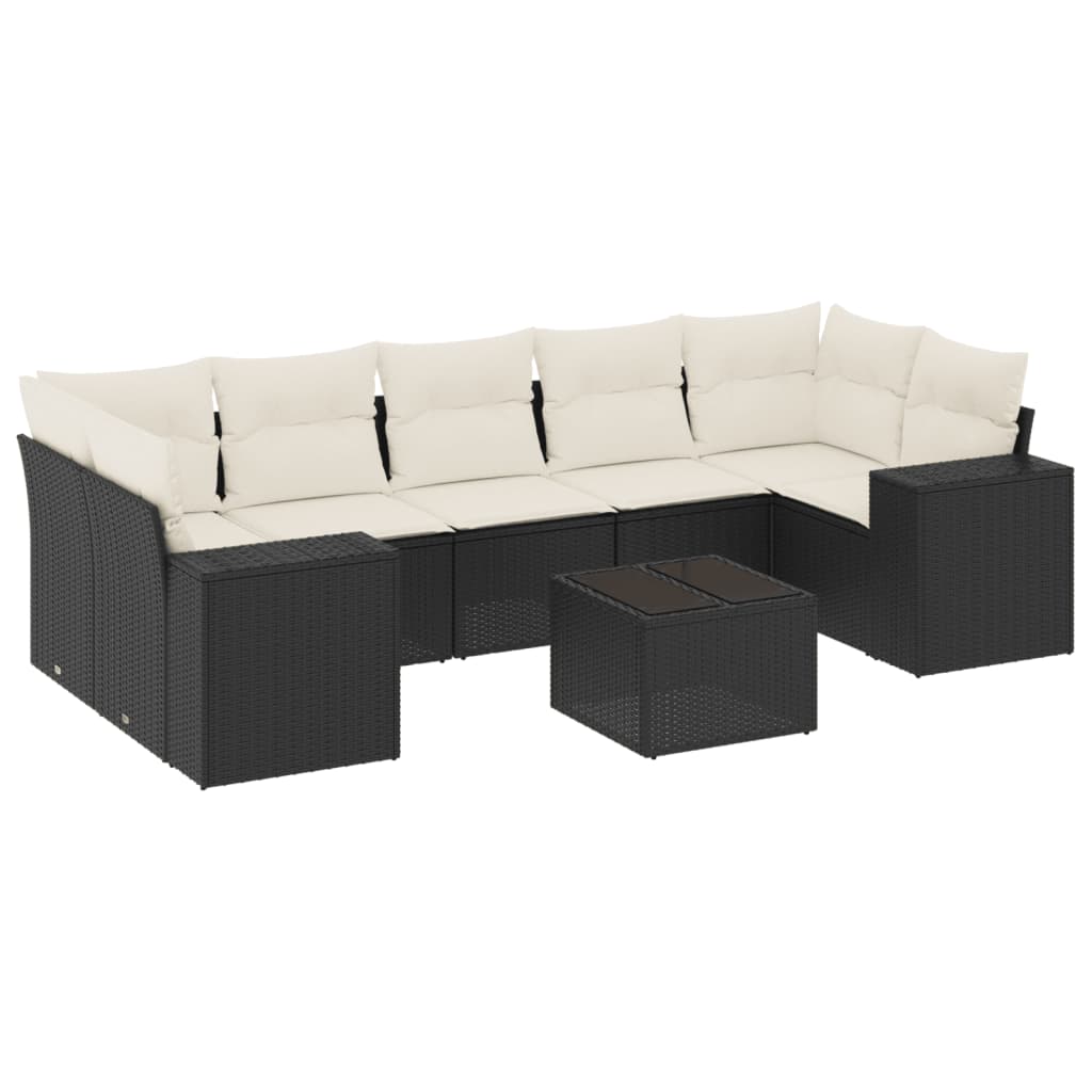 Set Divani da Giardino con Cuscini 8 pz Nero in Polyrattan - immagine 2
