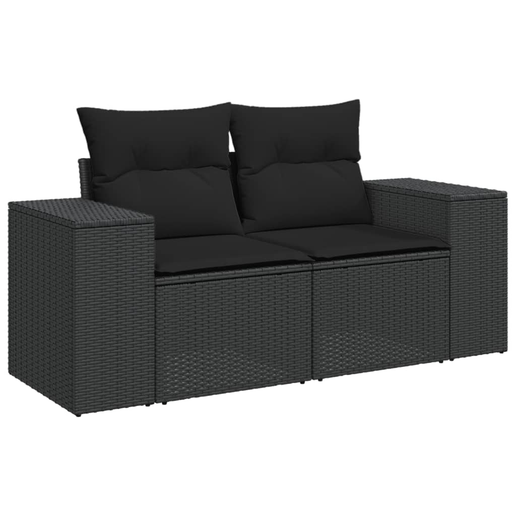 Set Divani da Giardino 9 pz con Cuscini Nero in Polyrattan - immagine 3
