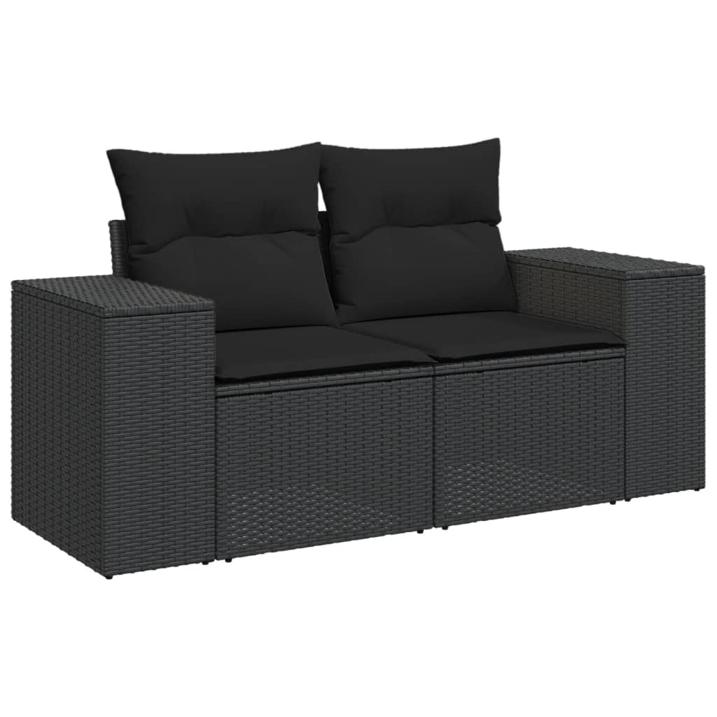 Set Divani da Giardino 5 pz con Cuscini in Polyrattan Nero - immagine 3