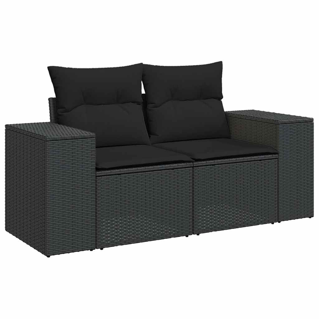 Set Divano da Giardino 6 pz con Cuscini Nero in Polyrattan - immagine 3