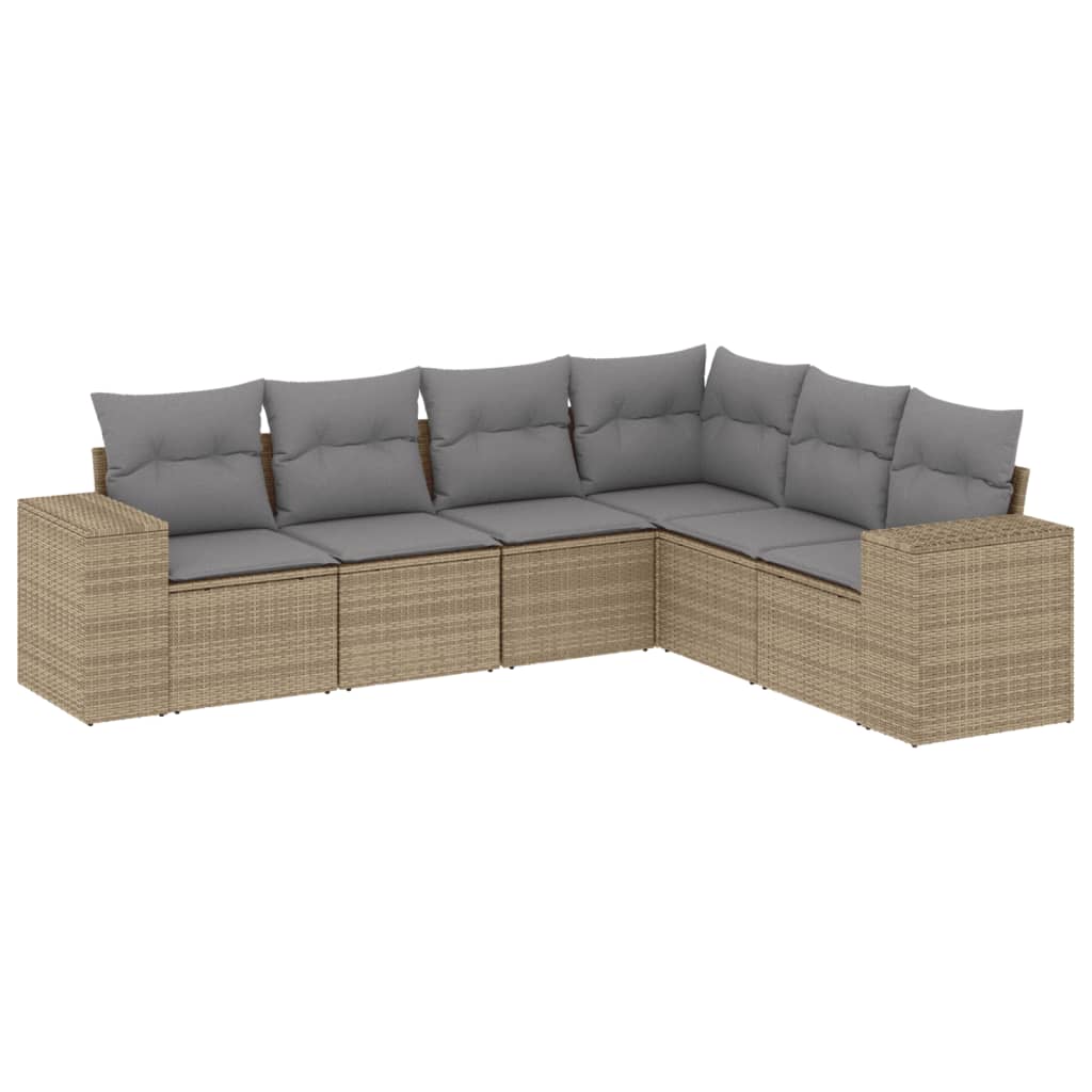 Set Divano da Giardino 6 pz con Cuscini Nero in Polyrattan - immagine 2