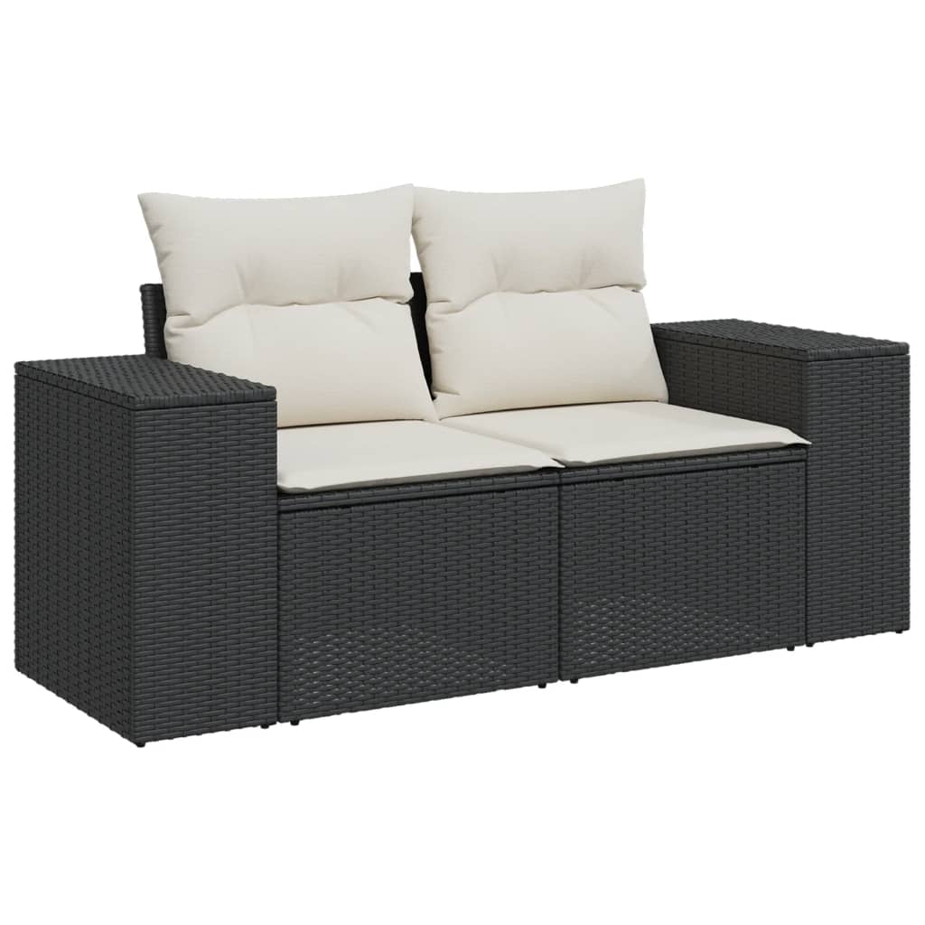 Set Divano da Giardino 6 pz con Cuscini Nero in Polyrattan - immagine 3