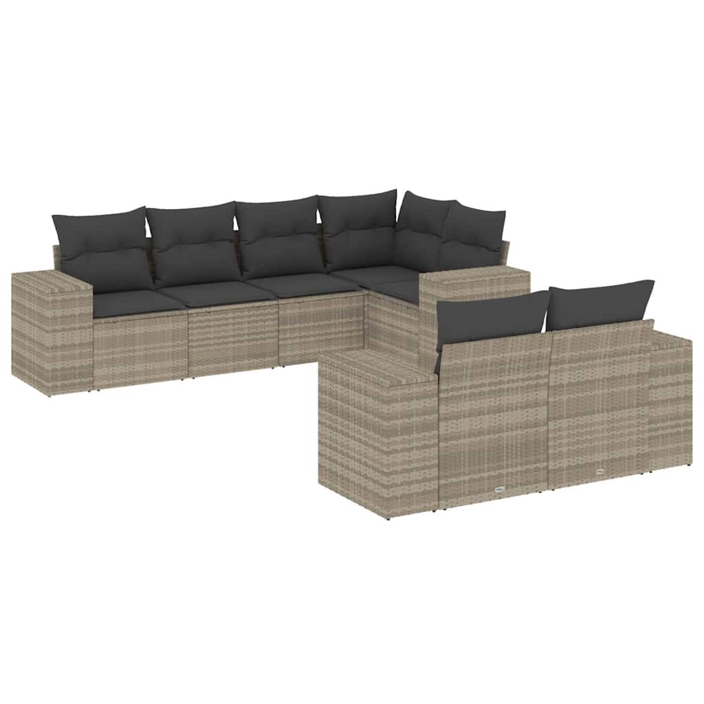 Set Divani da Giardino con Cuscini 7pz Nero Polyrattan - immagine 2