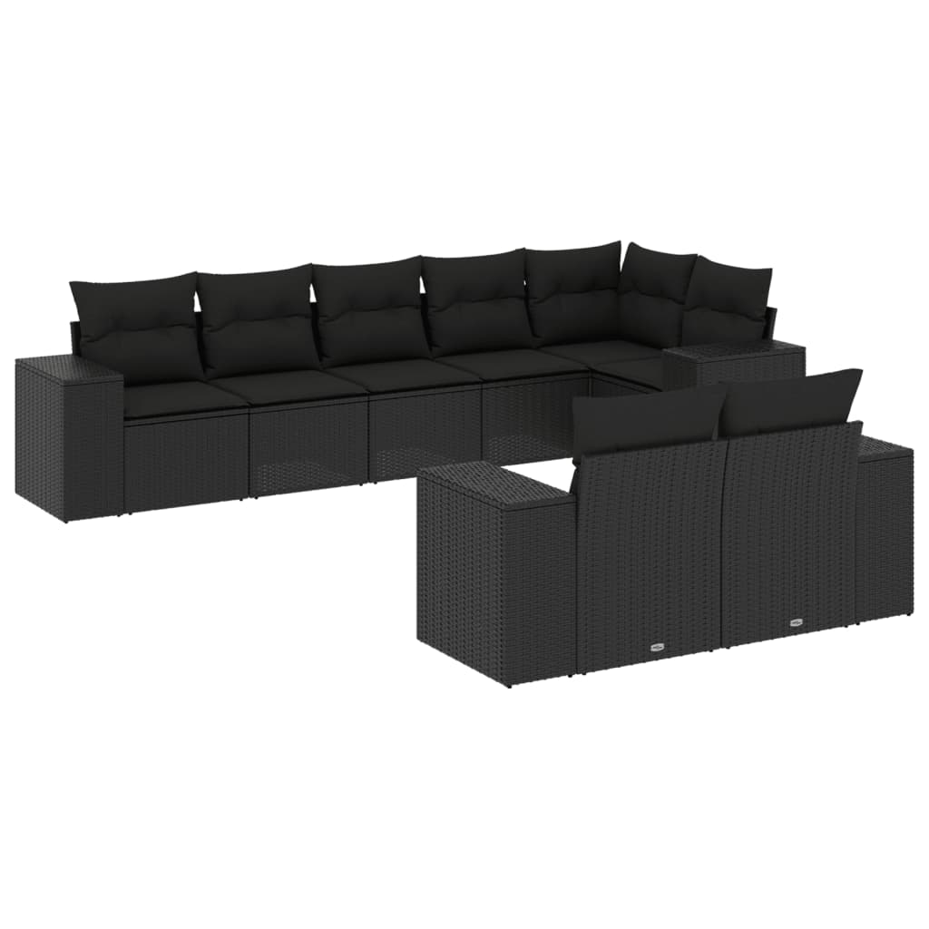 Set Divano da Giardino 8pz con Cuscini Grigio Chiaro Polyrattan - immagine 2
