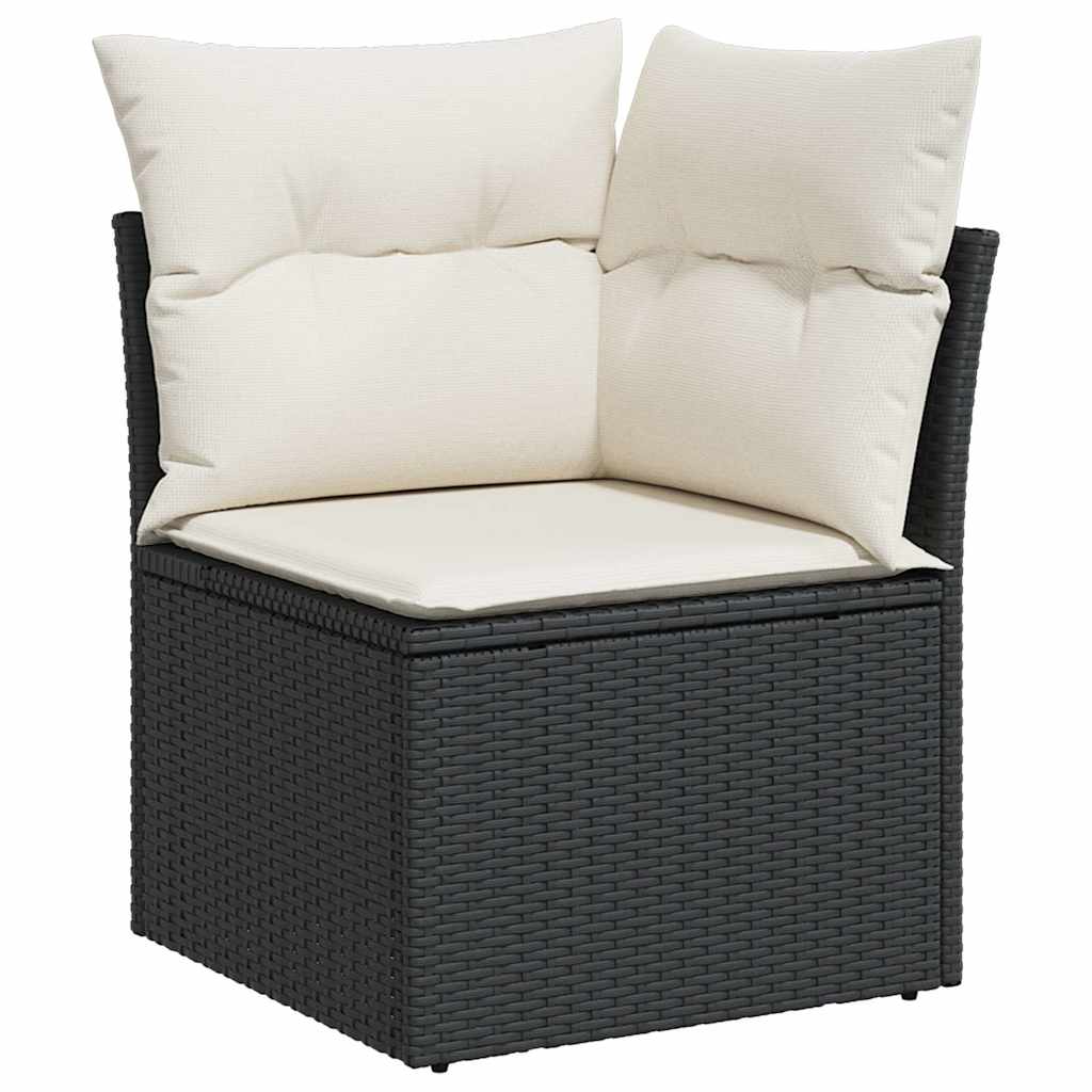 Set Divano da Giardino 6 pz con Cuscini Nero in Polyrattan - immagine 3