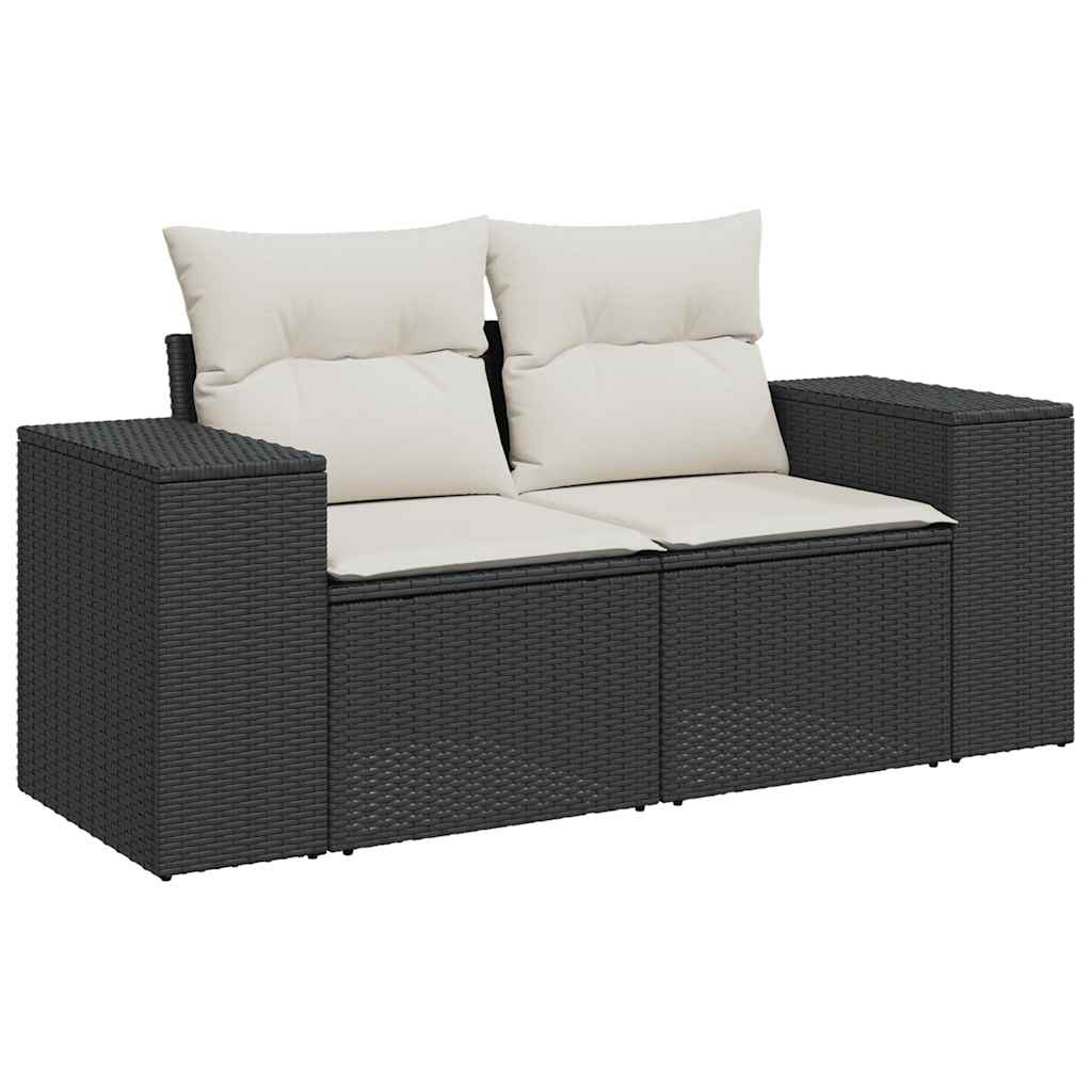 Set Divano da Giardino 6 pz con Cuscini Nero in Polyrattan - immagine 4