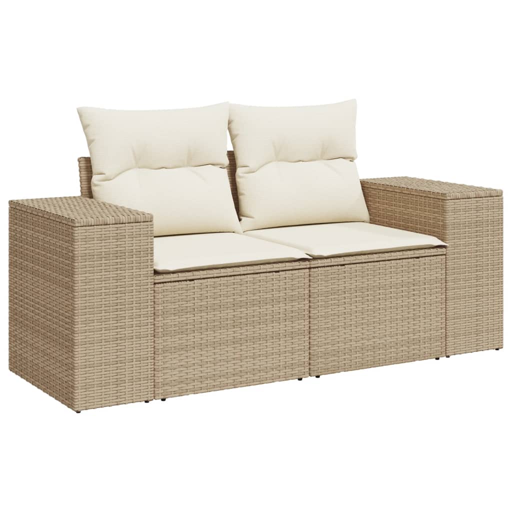 Set Divano da Giardino 10 pz con Cuscini Beige in Polyrattan - immagine 3