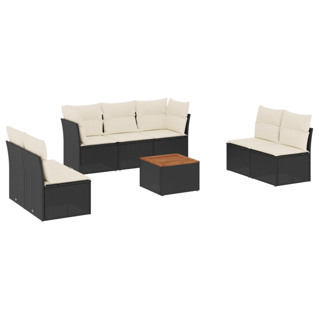 Set Divani da Giardino con Cuscini 8 pz Nero in Polyrattan - immagine 2