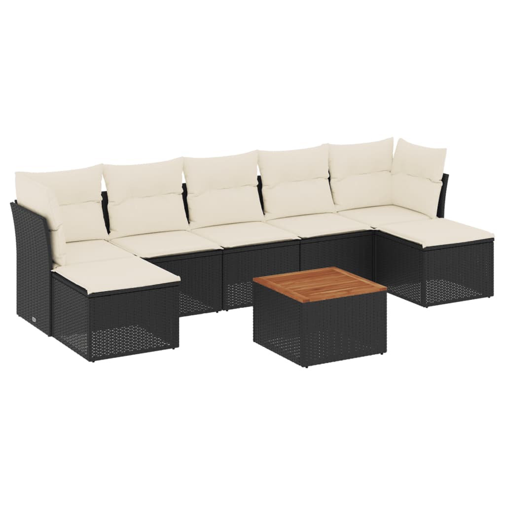 Set Divani da Giardino con Cuscini 8 pz Nero in Polyrattan - immagine 2