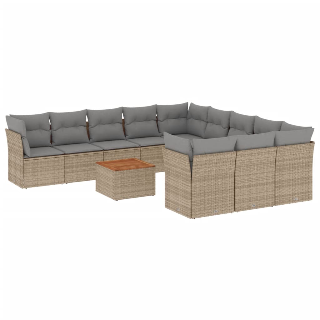 Set Divani da Giardino 12 pz con Cuscini Beige in Polyrattan - immagine 2