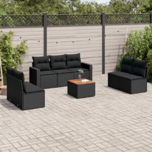 Set Divano da Giardino 8 pz con Cuscini Grigio in Polyrattan