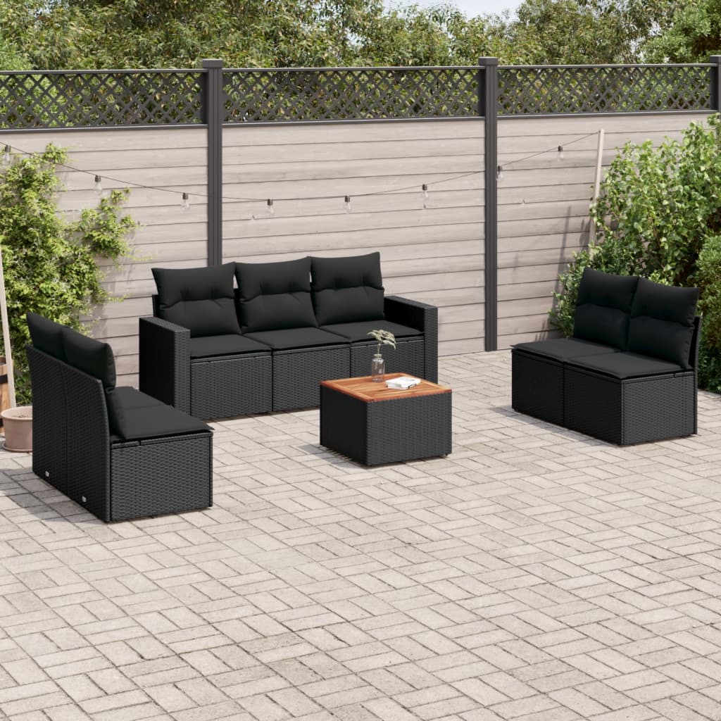 Set Divano da Giardino 8 pz con Cuscini Grigio in Polyrattan